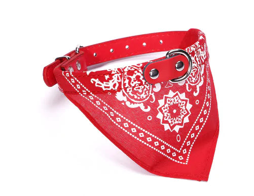 Small Pet Bandana with Adjustable Leather Scar